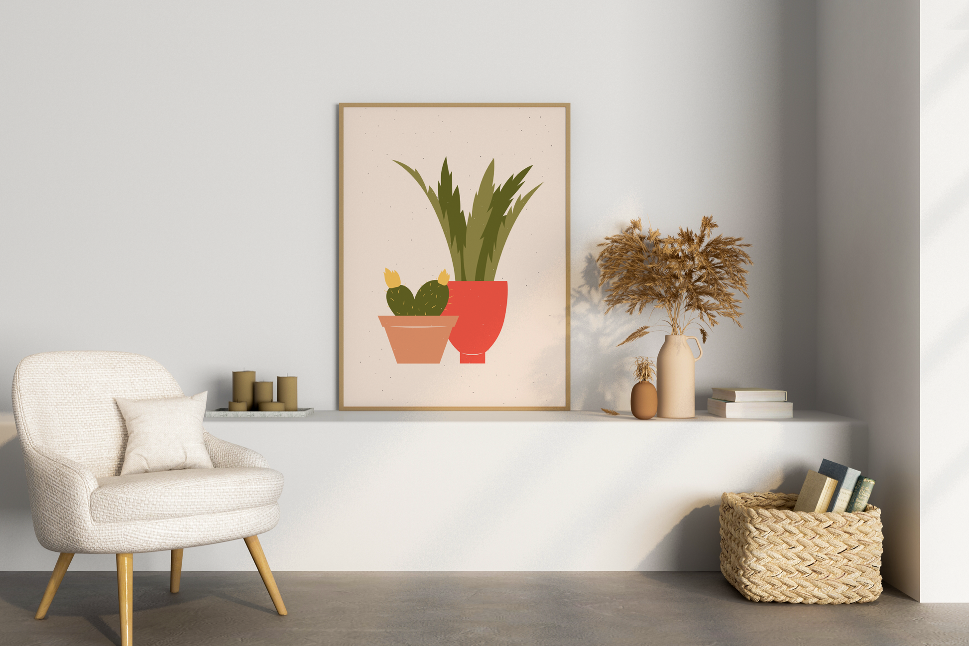 Minimal Colourful Cactus Print No.02 Botanical Print Poster - Pitchers Design