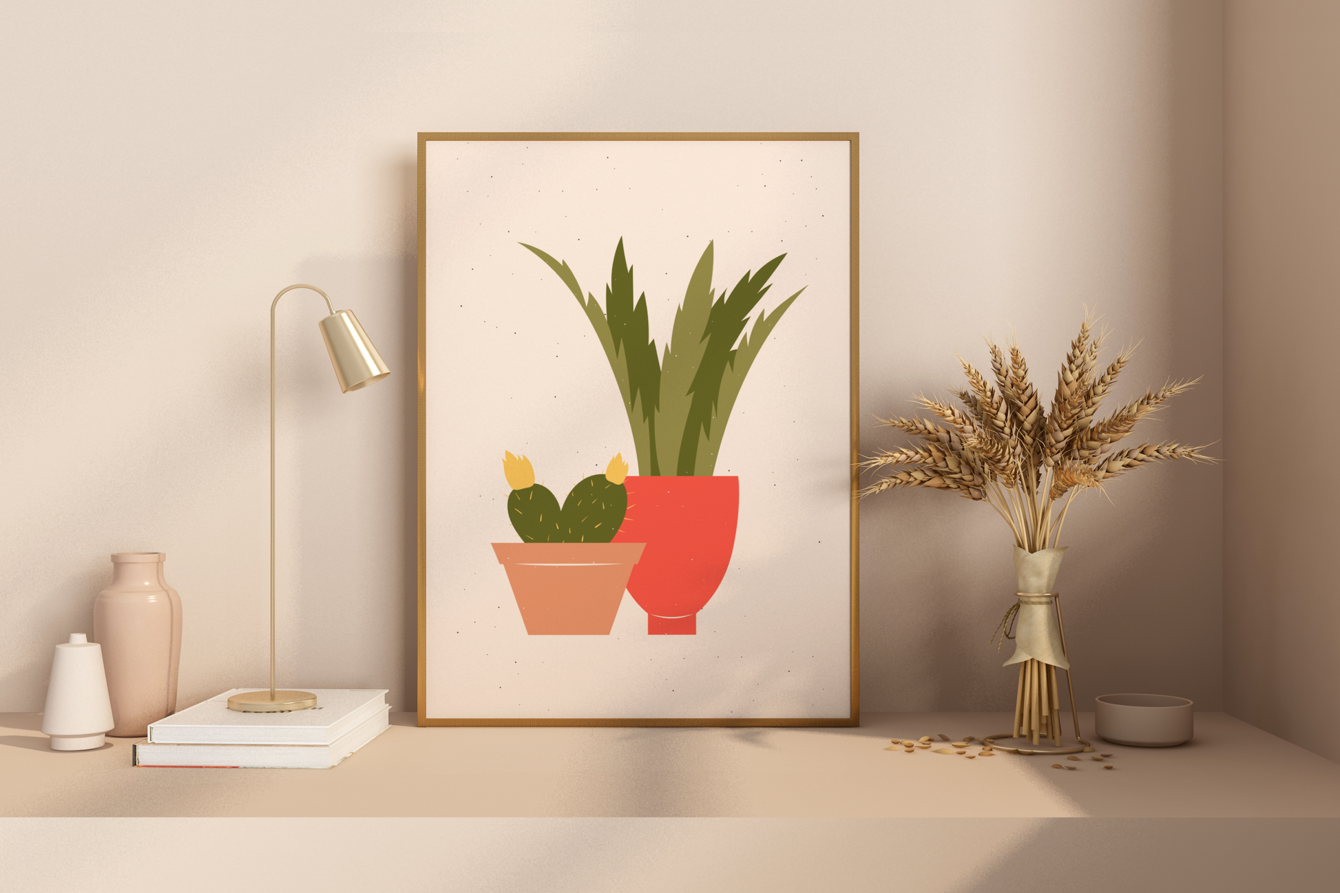 Minimal Colourful Cactus Print No.02 Botanical Print Poster - Pitchers Design