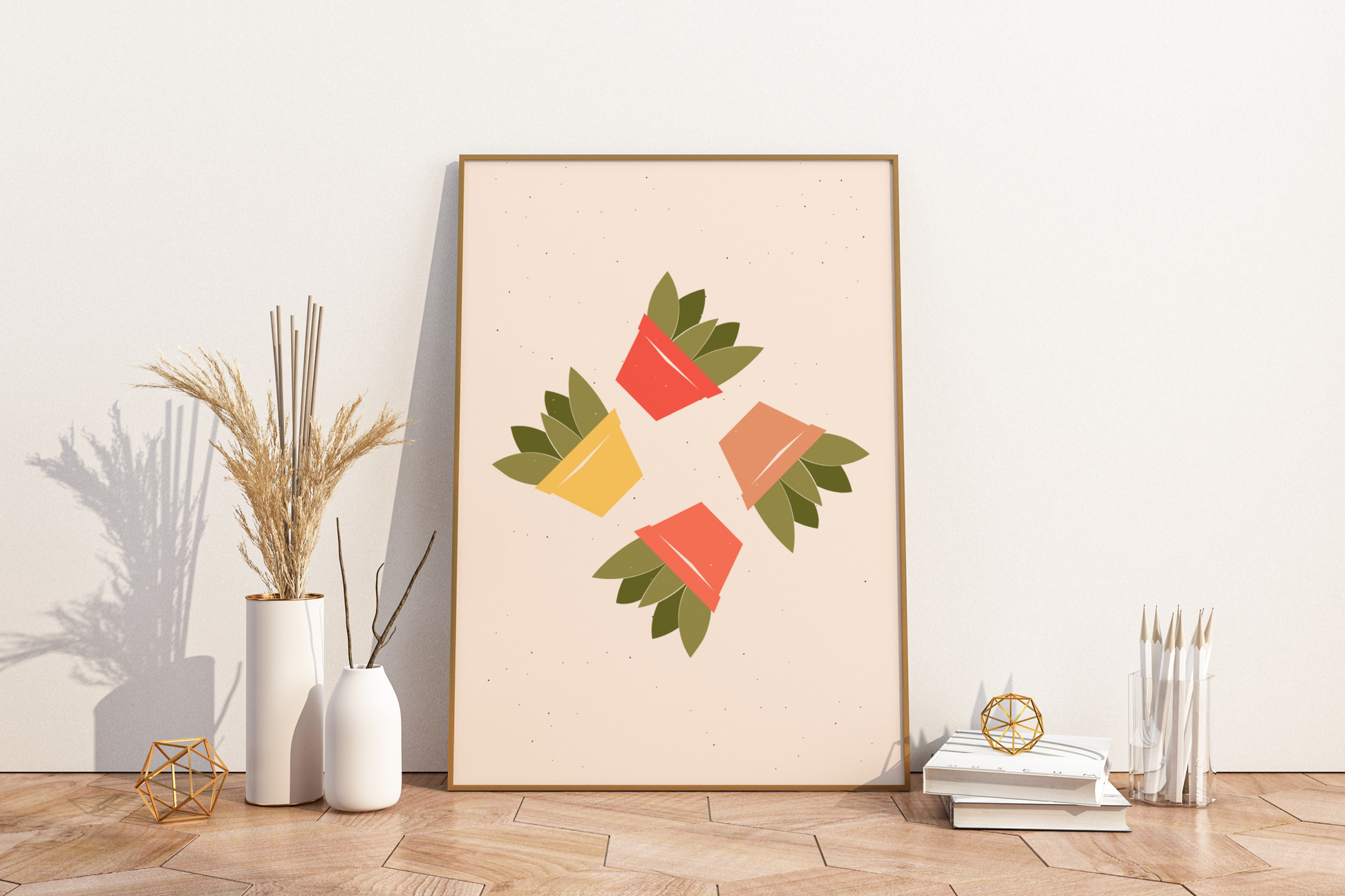 Minimal Colourful Cactus Print No.03 Botanical Print Poster - Pitchers Design