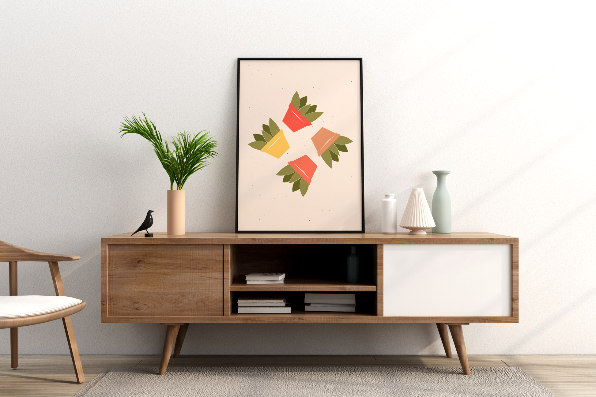 Minimal Colourful Cactus Print No.03 Botanical Print Poster - Pitchers Design