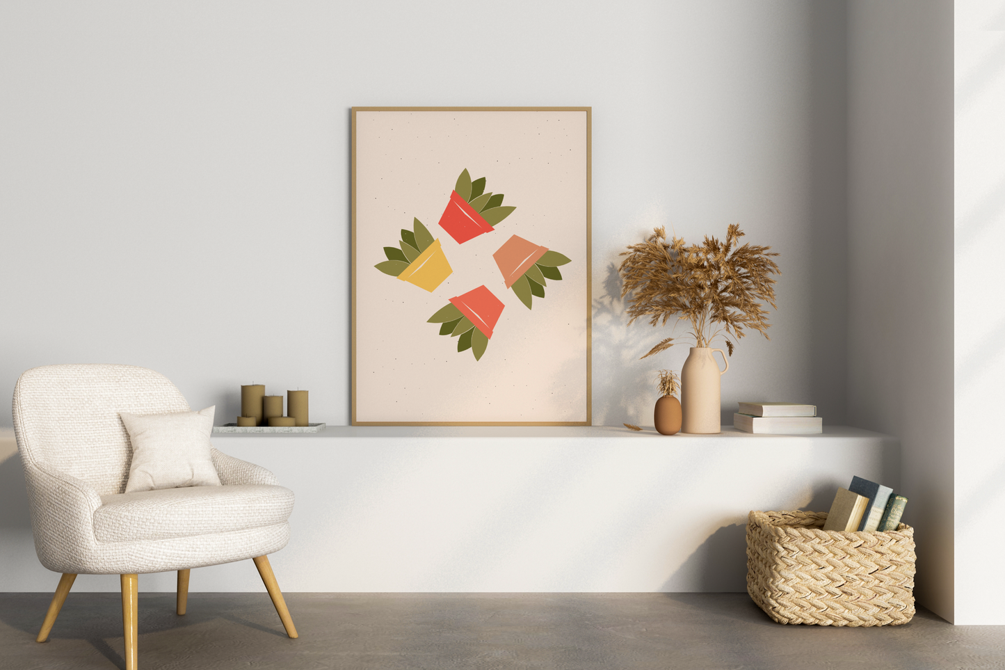 Minimal Colourful Cactus Print No.03 Botanical Print Poster - Pitchers Design