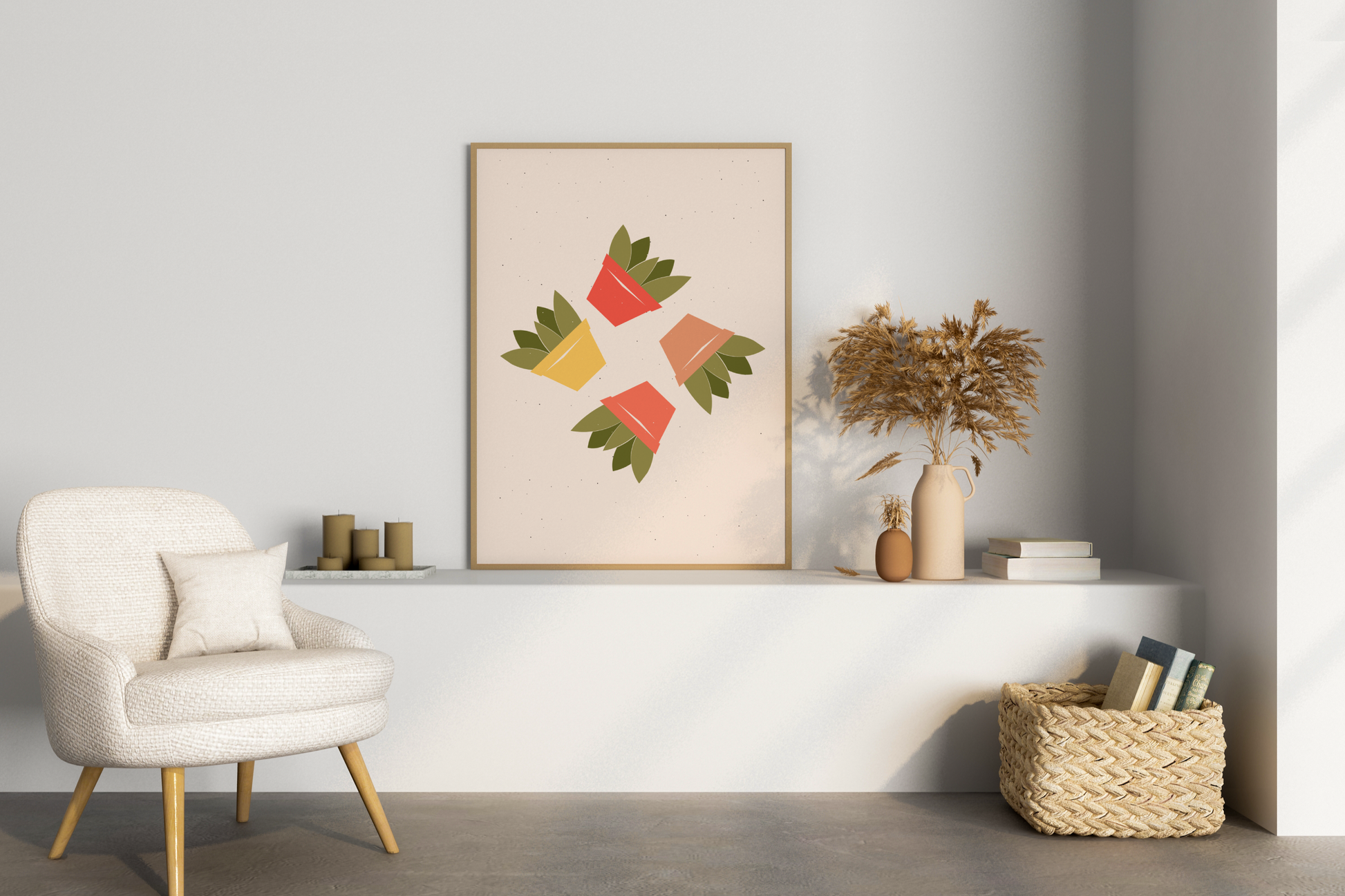 Minimal Colourful Cactus Print No.03 Botanical Print Poster - Pitchers Design