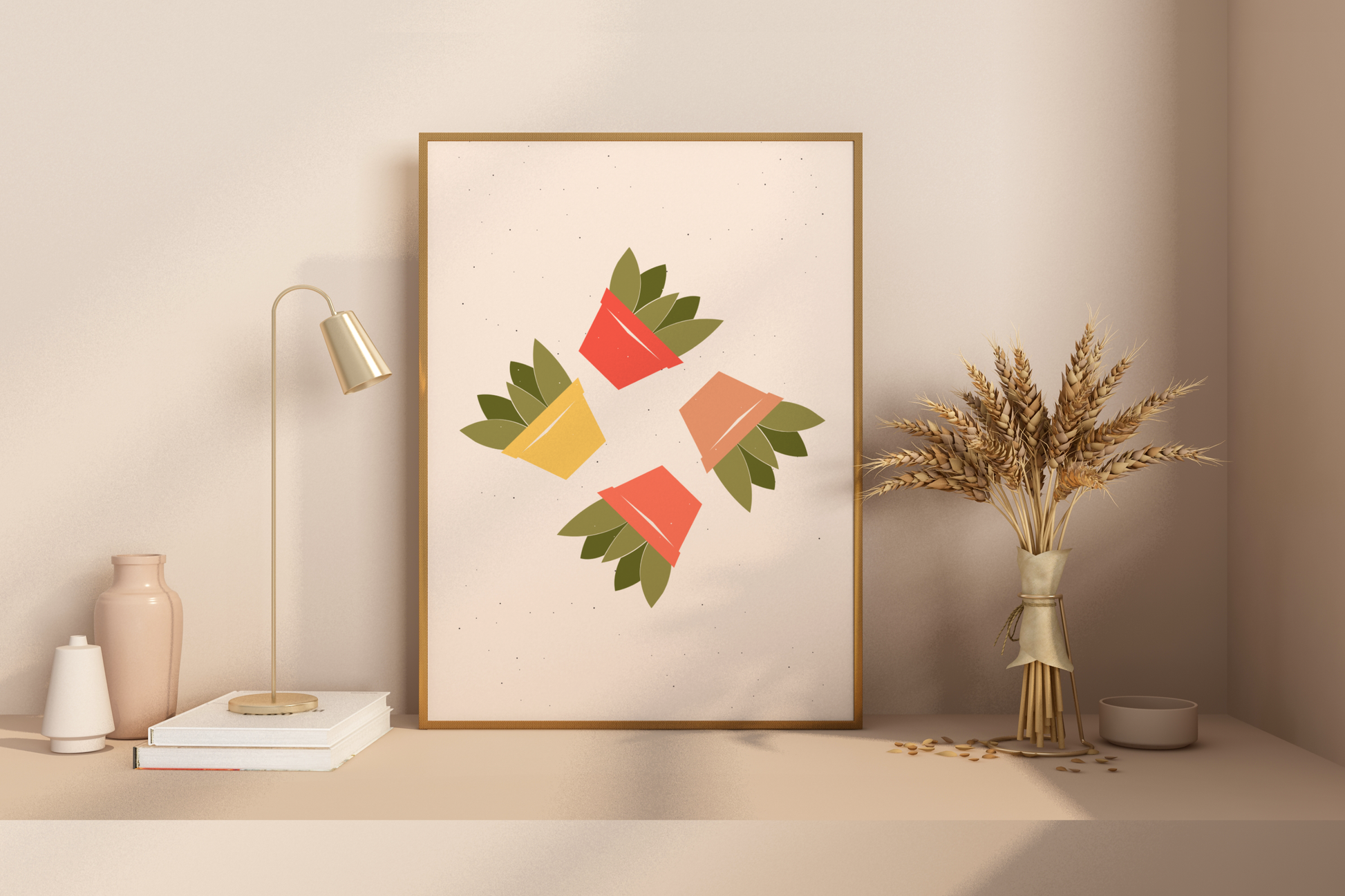 Minimal Colourful Cactus Print No.03 Botanical Print Poster - Pitchers Design