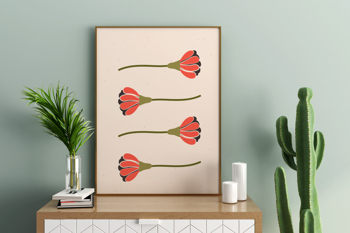 Minimal Floral Print No.05 Botanical Print Poster - Pitchers Design