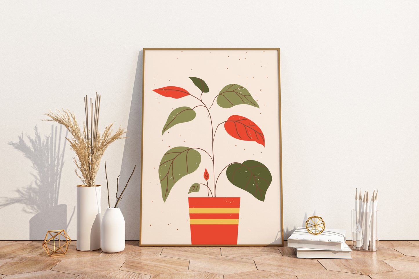 Minimal Individual Potted Plant No.02 Botanical Print Poster - Pitchers Design