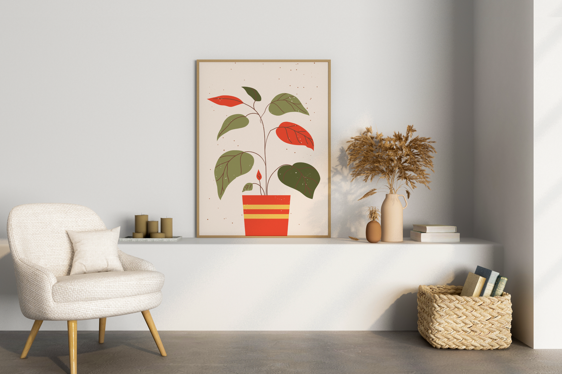 Minimal Individual Potted Plant No.02 Botanical Print Poster - Pitchers Design