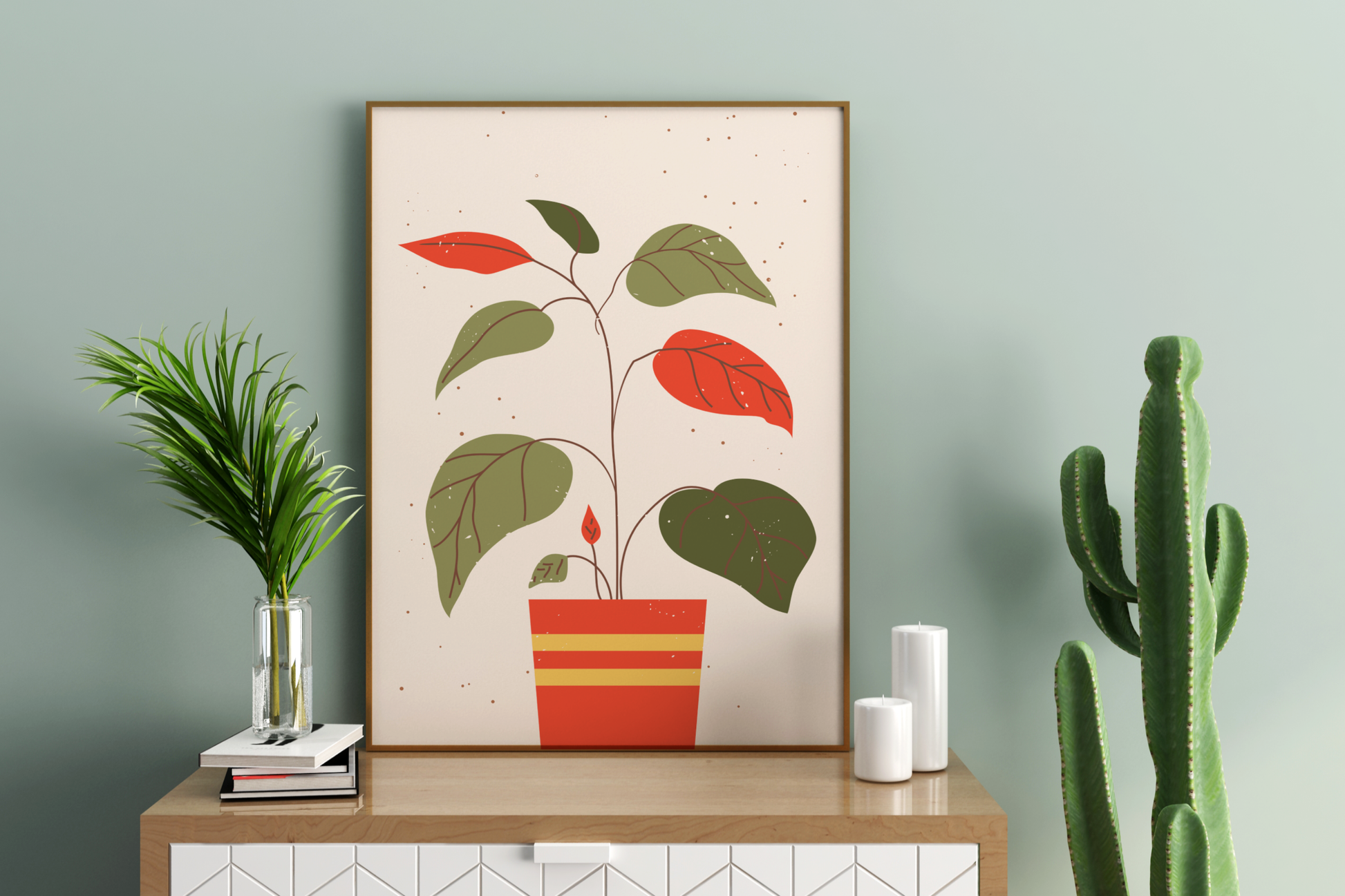 Minimal Individual Potted Plant No.02 Botanical Print Poster - Pitchers Design