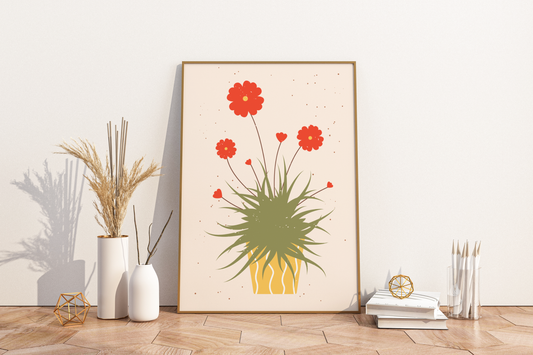 Minimal Individual Potted Plant No.03 Botanical Print Poster - Pitchers Design