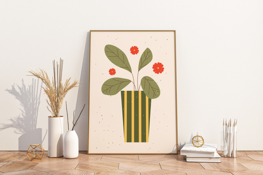 Minimal Individual Potted Plant No.04 Botanical Print Poster - Pitchers Design