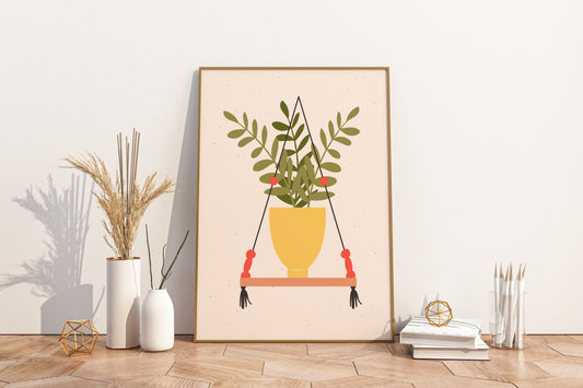 Minimal Individual Potted Plant No.07 Botanical Print Poster - Pitchers Design