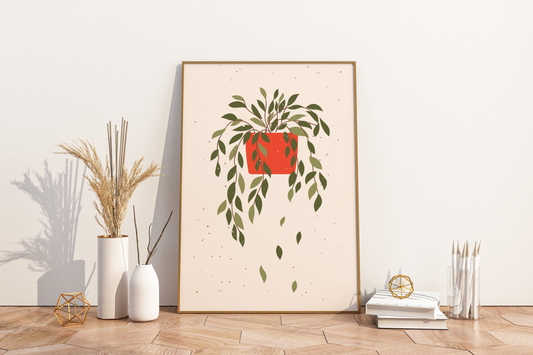 Minimal Individual Potted Plant No.08 Botanical Print Poster - Pitchers Design