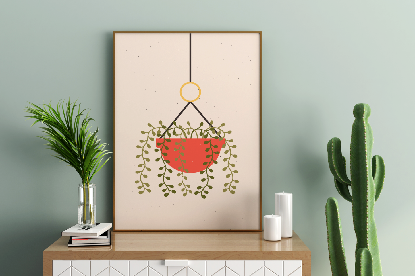 Minimal Individual Potted Plant No.09 Botanical Print Poster - Pitchers Design