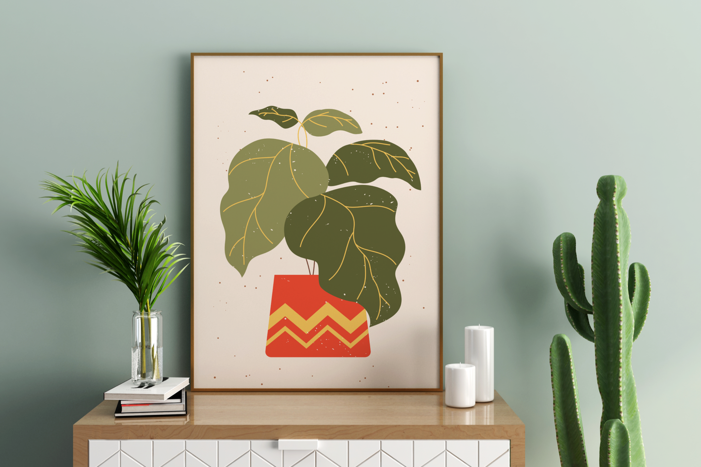 Minimal Individual Potted Plant No.13 Botanical Print Poster - Pitchers Design