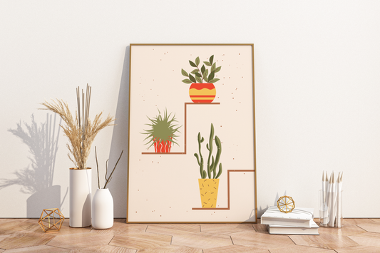 Minimal Multiple Potted Plants Print No.01 Botanical Print Poster - Pitchers Design