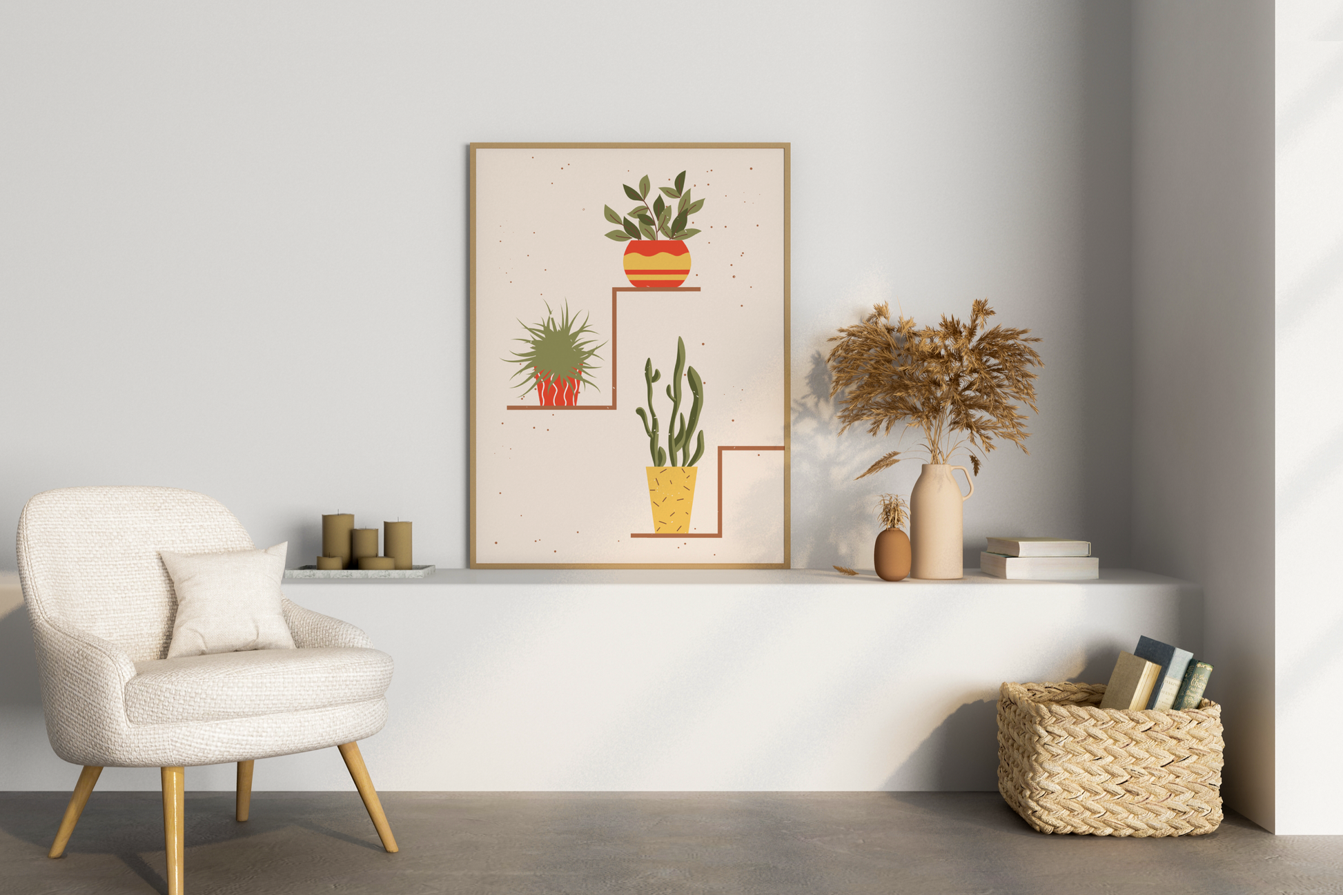 Minimal Multiple Potted Plants Print No.01 Botanical Print Poster - Pitchers Design