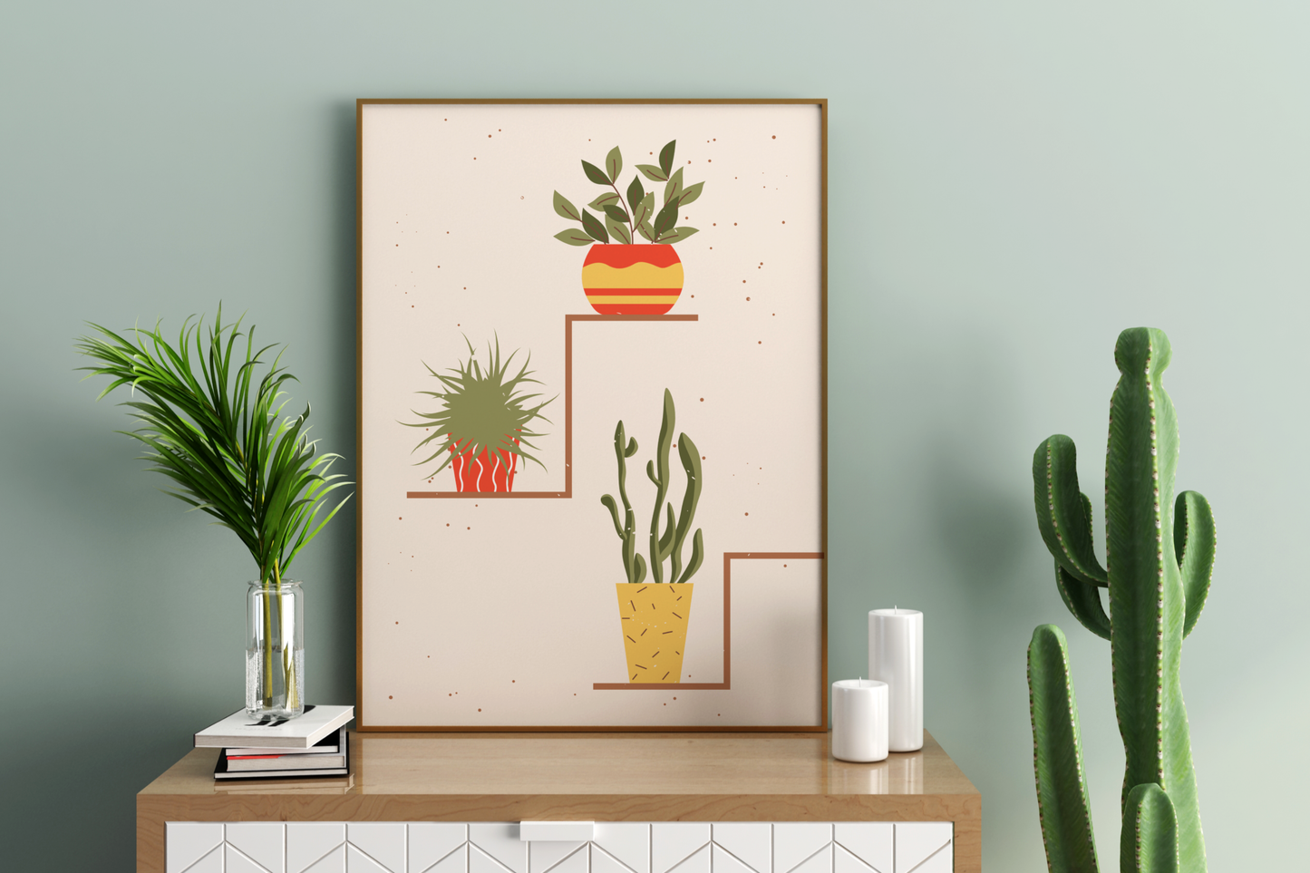 Minimal Multiple Potted Plants Print No.01 Botanical Print Poster - Pitchers Design