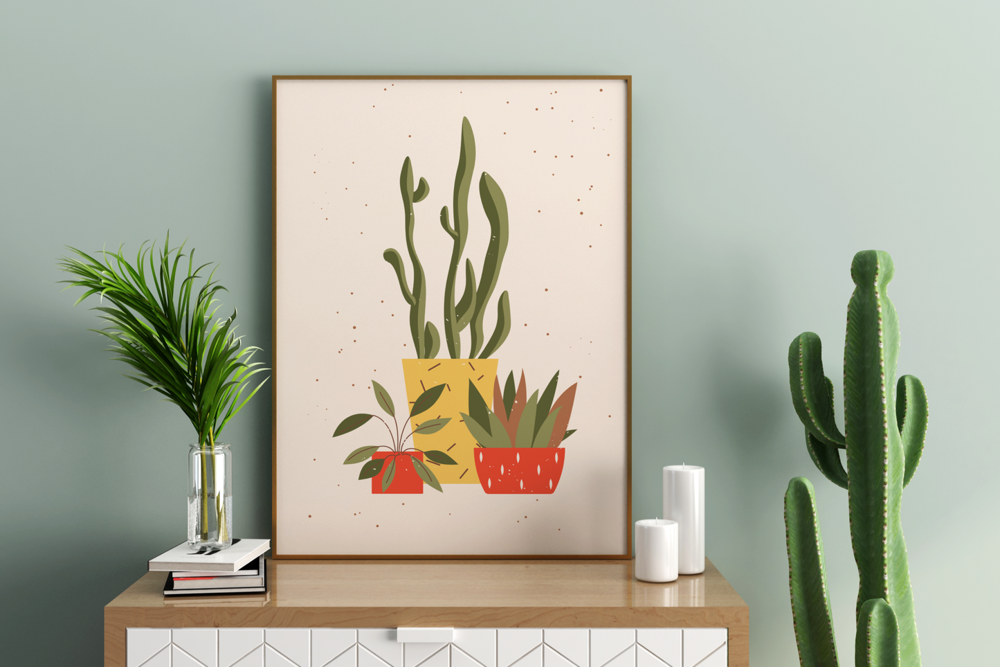 Minimal Multiple Potted Plants Print No.02 Botanical Print Poster - Pitchers Design