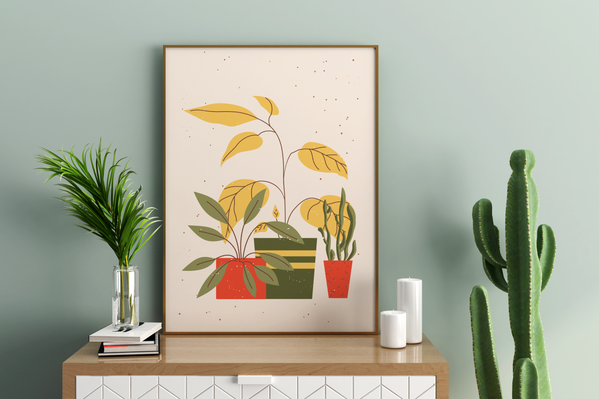 Minimal Multiple Potted Plants Print No.03 Botanical Print Poster - Pitchers Design