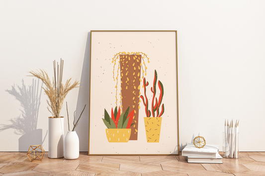 Minimal Multiple Potted Plants Print No.05 Botanical Print Poster - Pitchers Design