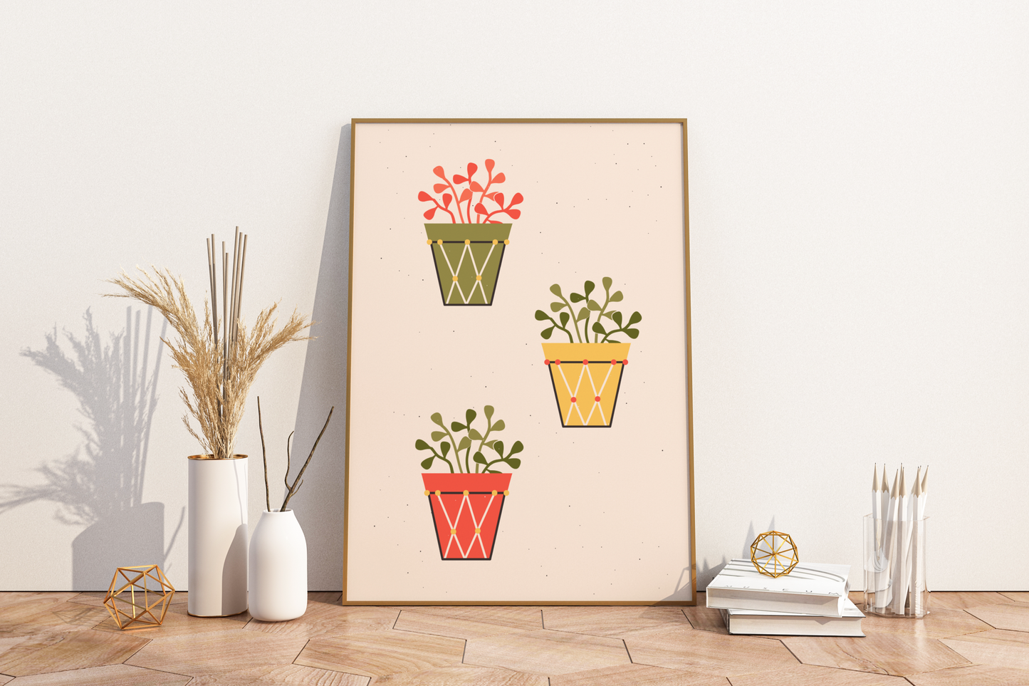 Minimal Multiple Potted Plants Print No.06 Botanical Print Poster - Pitchers Design