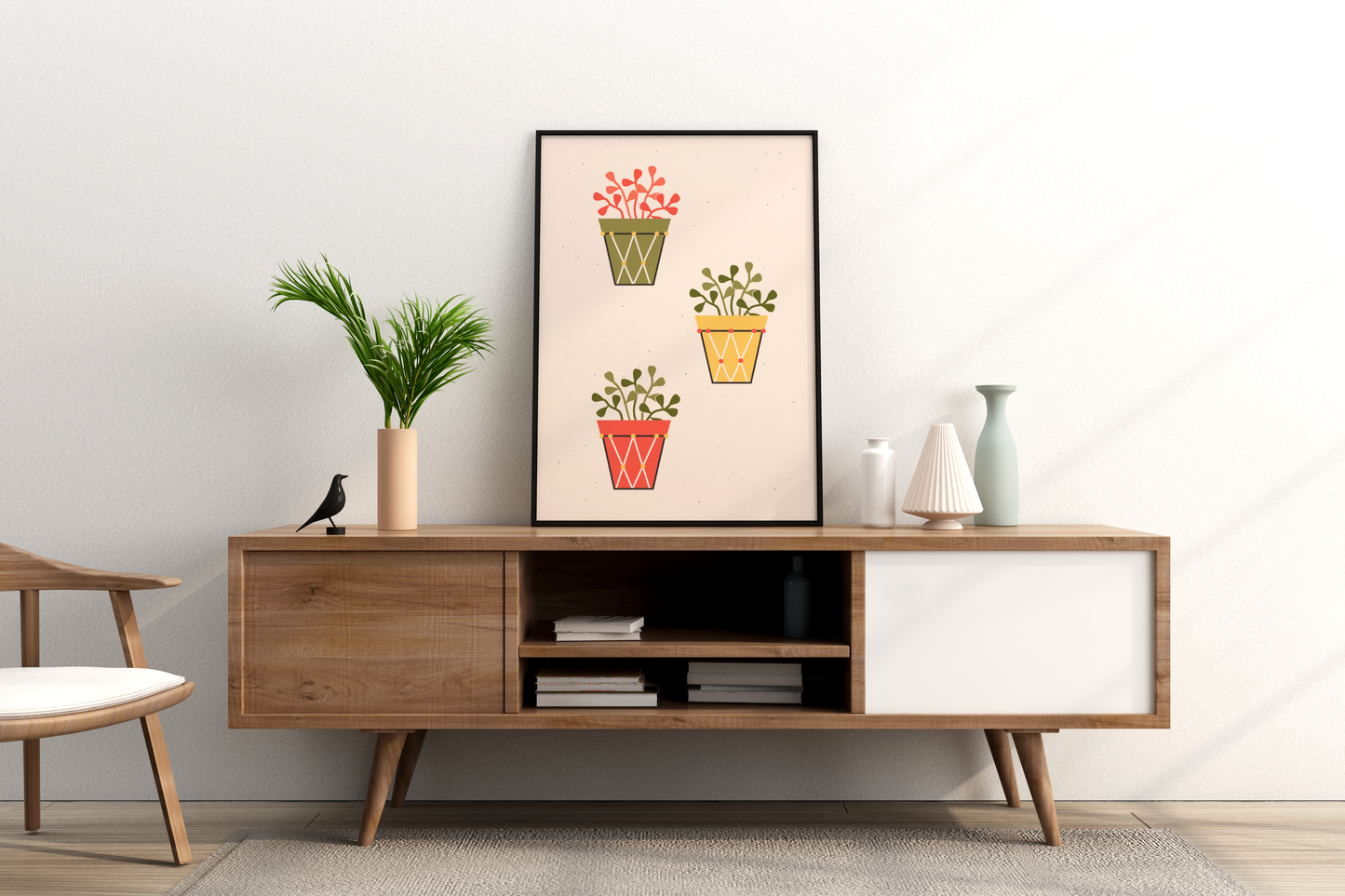 Minimal Multiple Potted Plants Print No.06 Botanical Print Poster - Pitchers Design