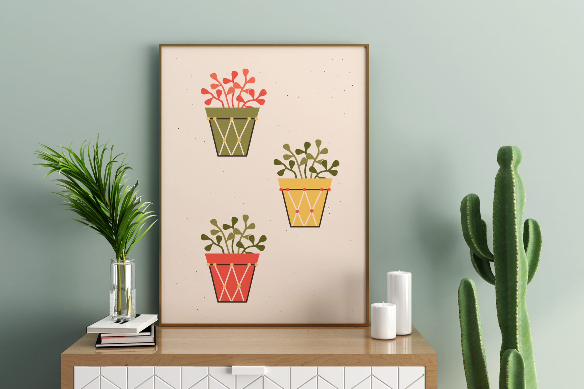 Minimal Multiple Potted Plants Print No.06 Botanical Print Poster - Pitchers Design