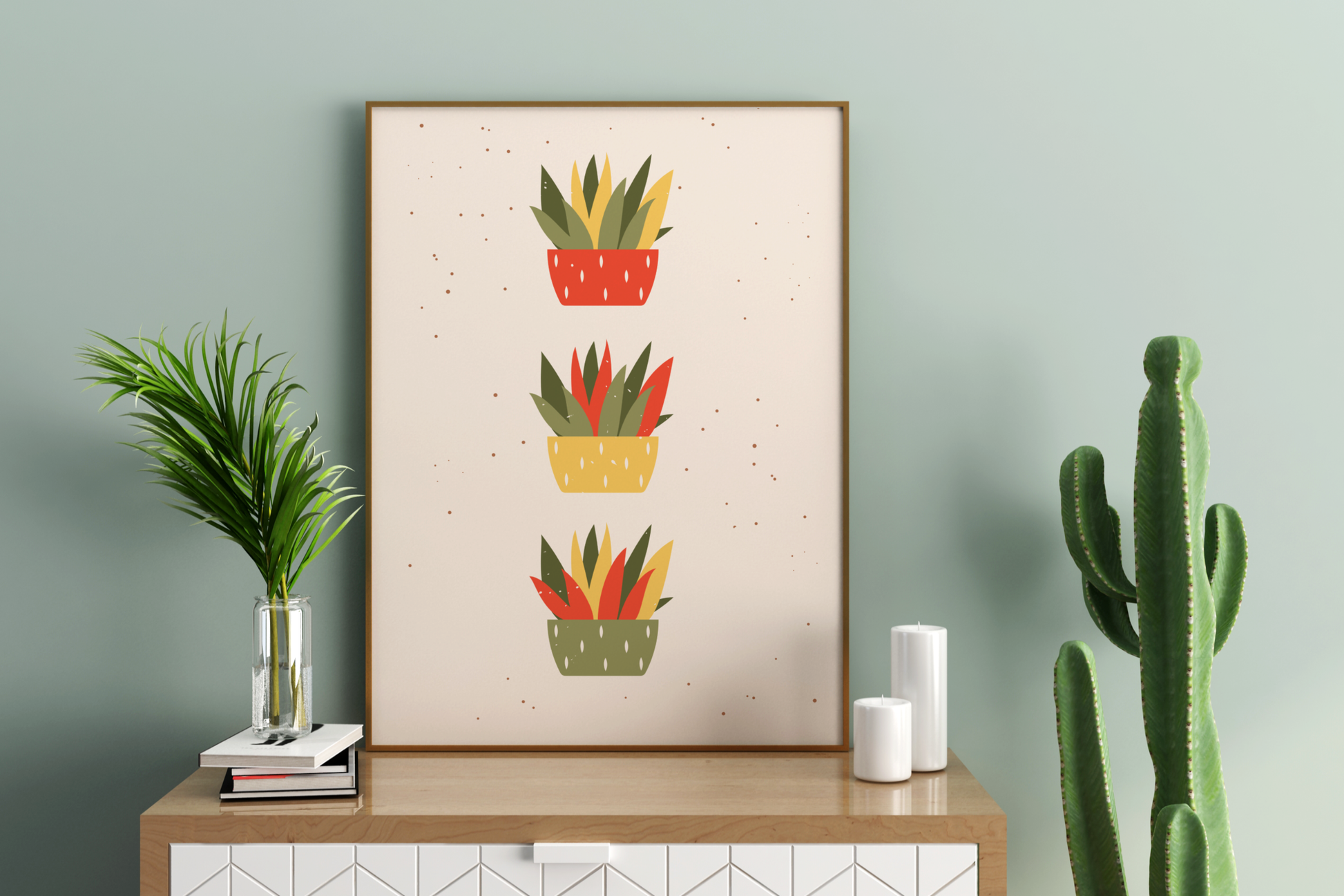 Minimal Multiple Potted Plants Print No.07 Botanical Print Poster - Pitchers Design