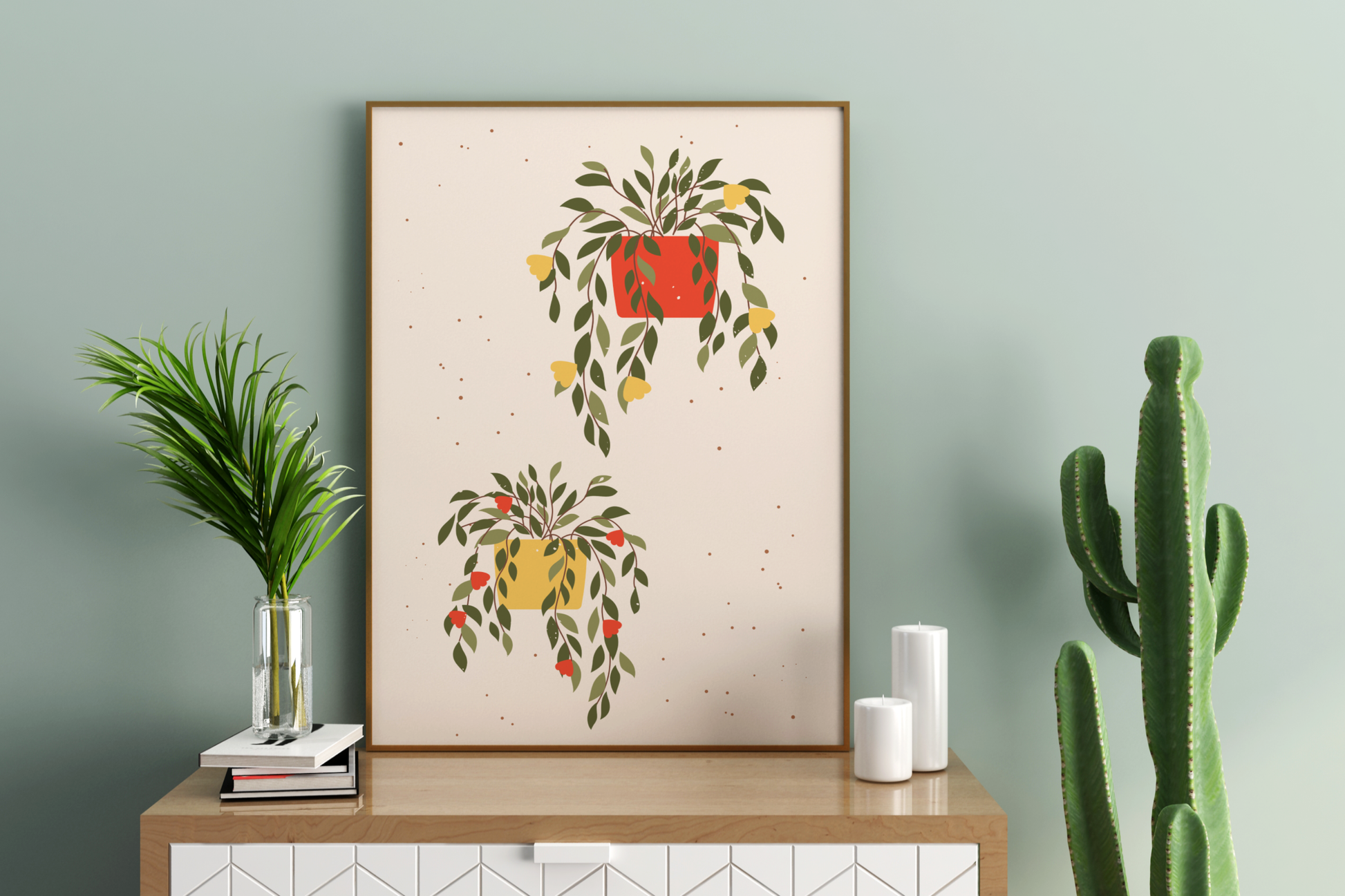 Minimal Multiple Potted Plants Print No.08 Botanical Print Poster - Pitchers Design