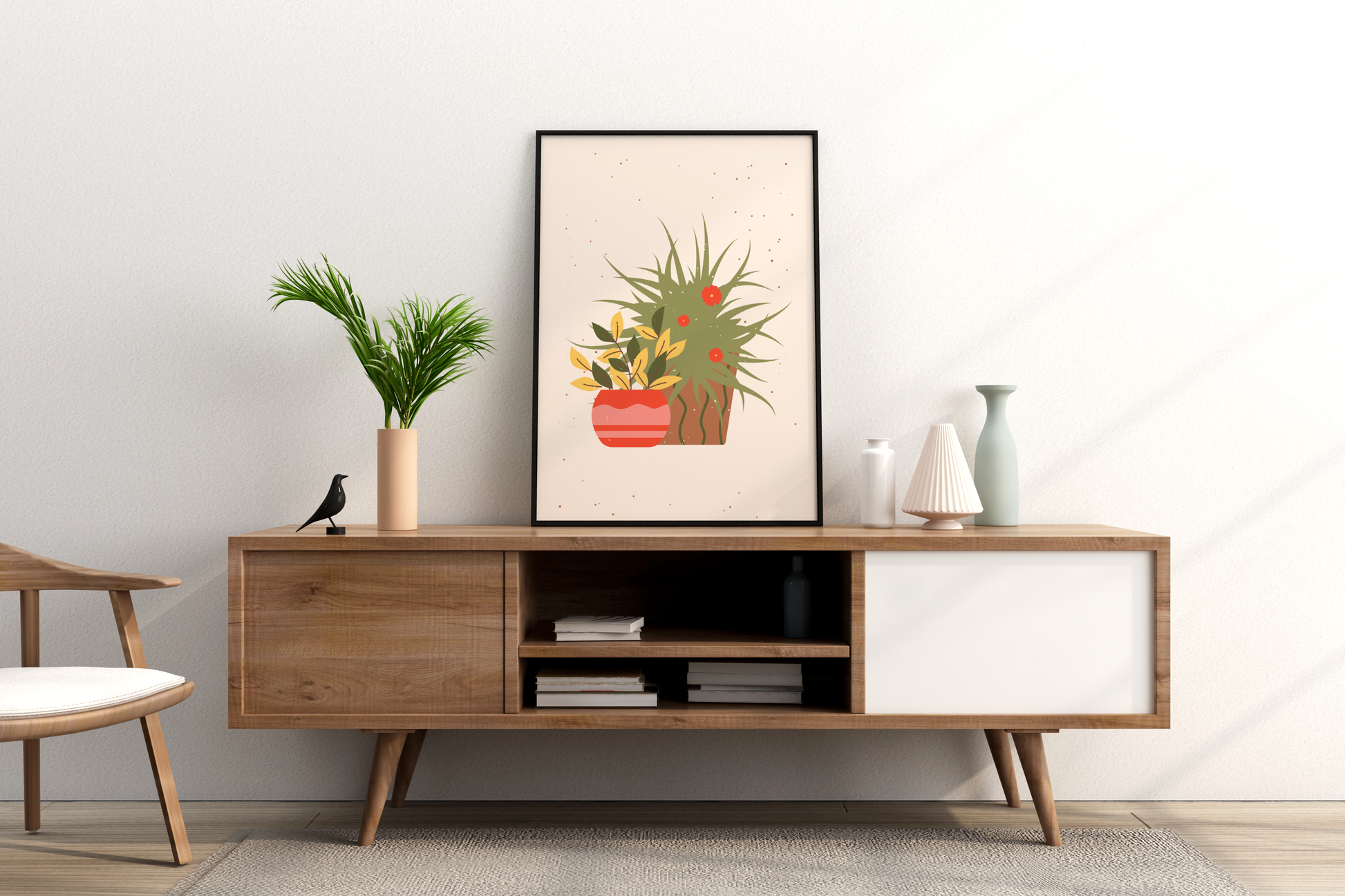 Minimal Multiple Potted Plants Print No.10 Botanical Print Poster - Pitchers Design