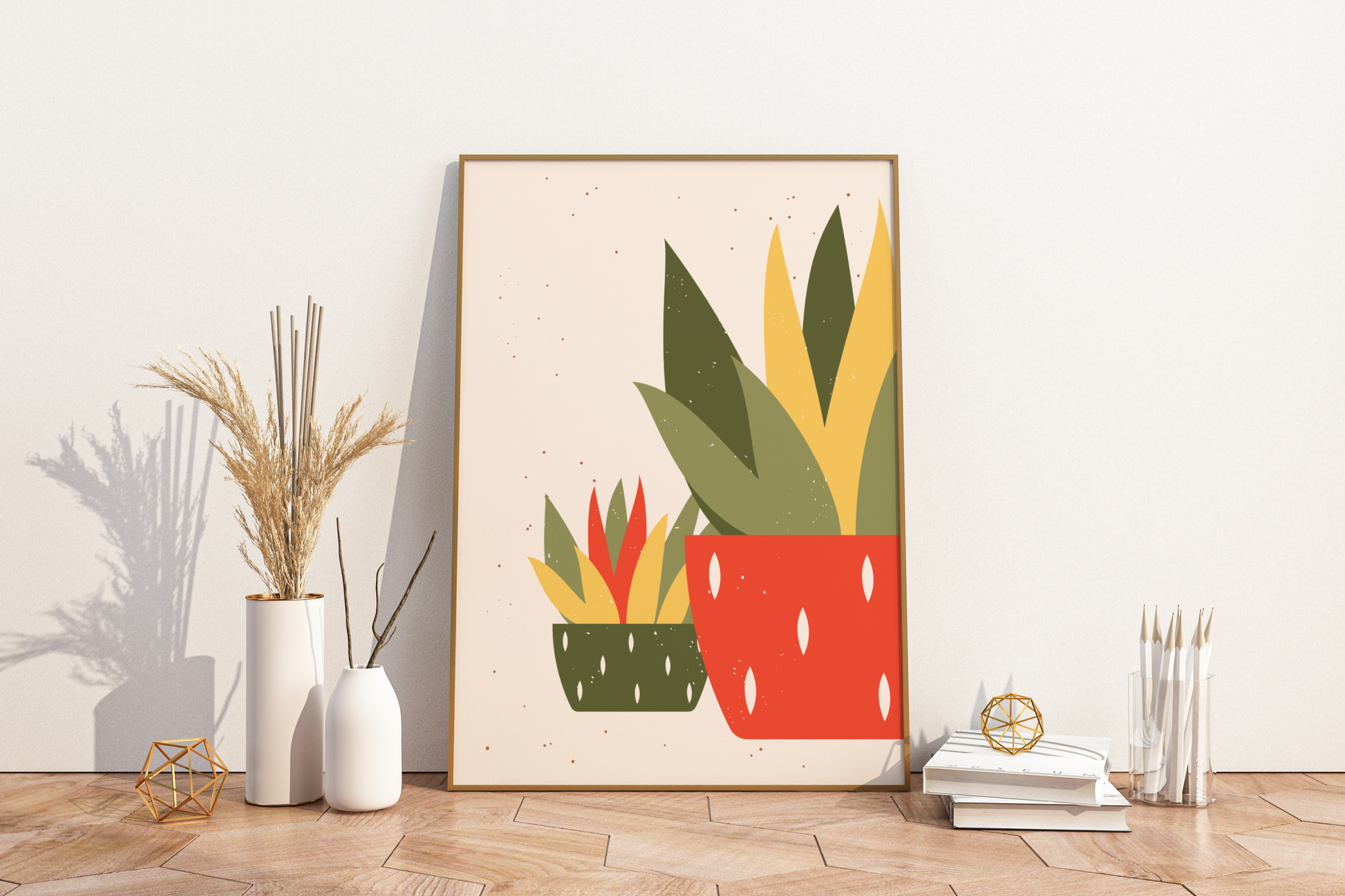 Minimal Multiple Potted Plants Print No.11 Botanical Print Poster - Pitchers Design