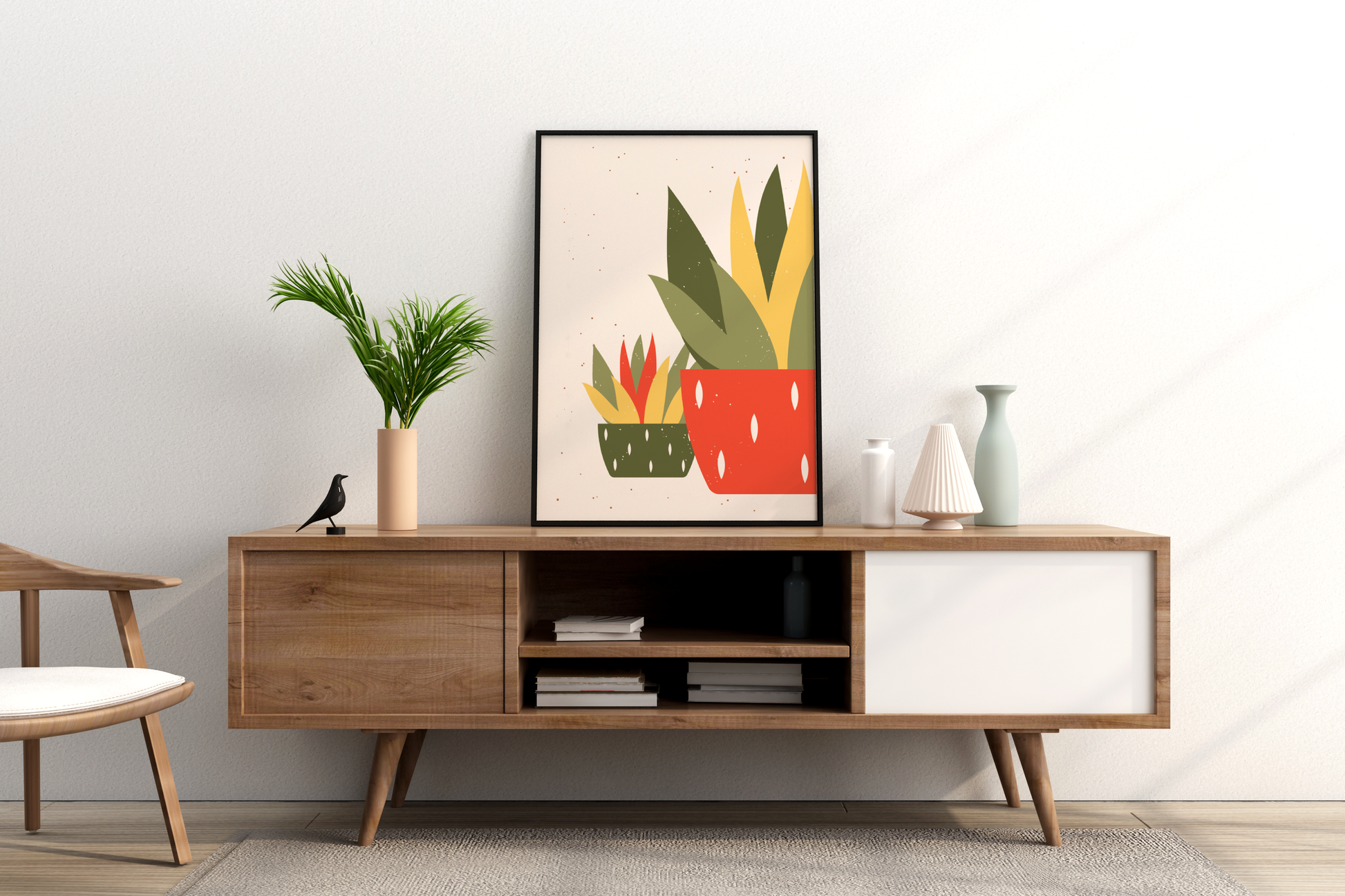 Minimal Multiple Potted Plants Print No.11 Botanical Print Poster - Pitchers Design