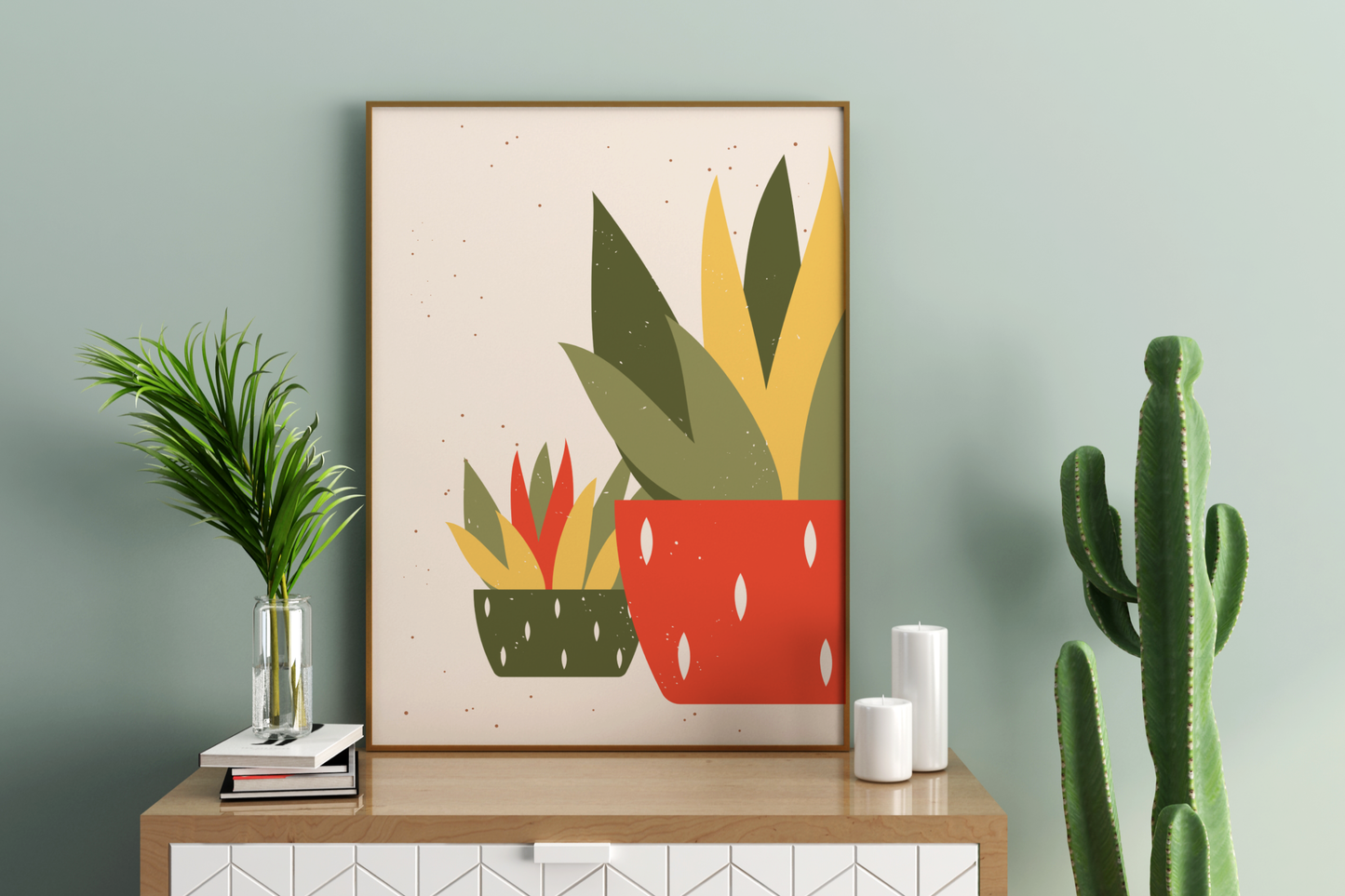 Minimal Multiple Potted Plants Print No.11 Botanical Print Poster - Pitchers Design