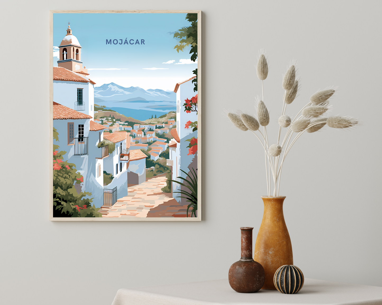 Mojacar Spain Travel Poster Print - Pitchers Design