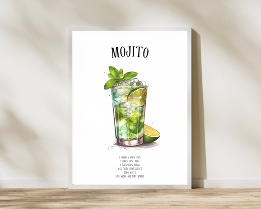 Mojito Cocktail Poster Print - Pitchers Design