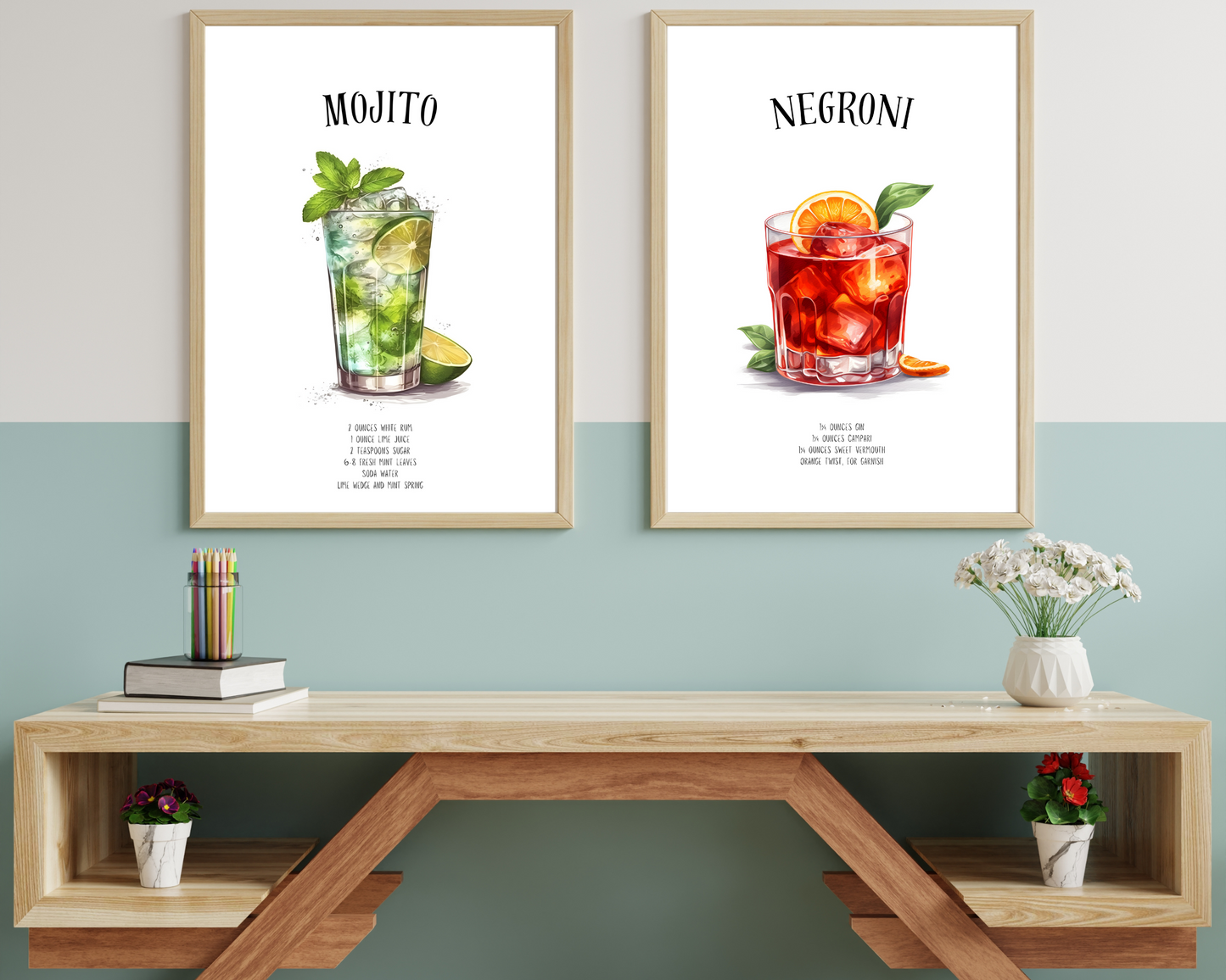 Negroni Cocktail Poster Print - Pitchers Design