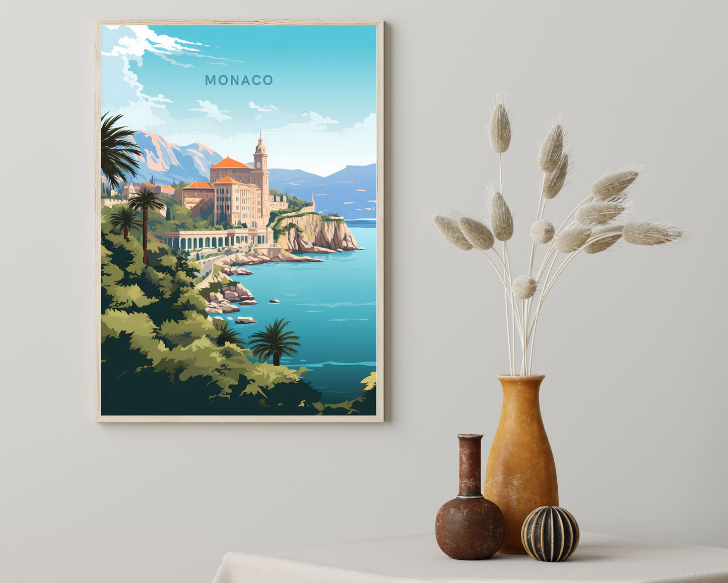 Monaco Travel Poster Print - Pitchers Design