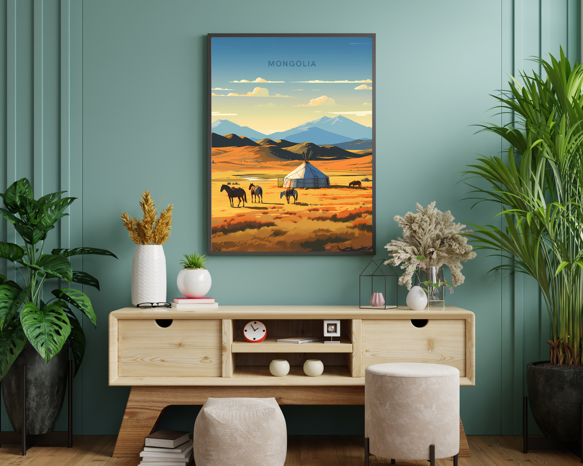 Mongolia Travel Poster Print - Pitchers Design