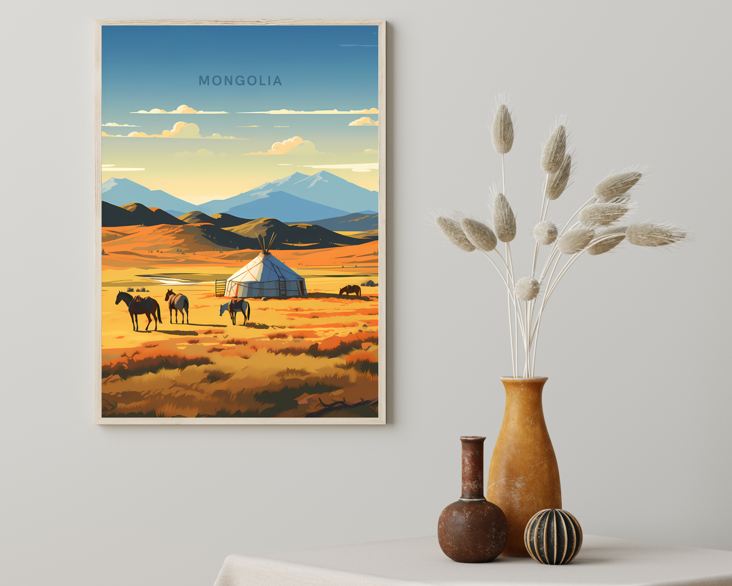 Mongolia Travel Poster Print - Pitchers Design