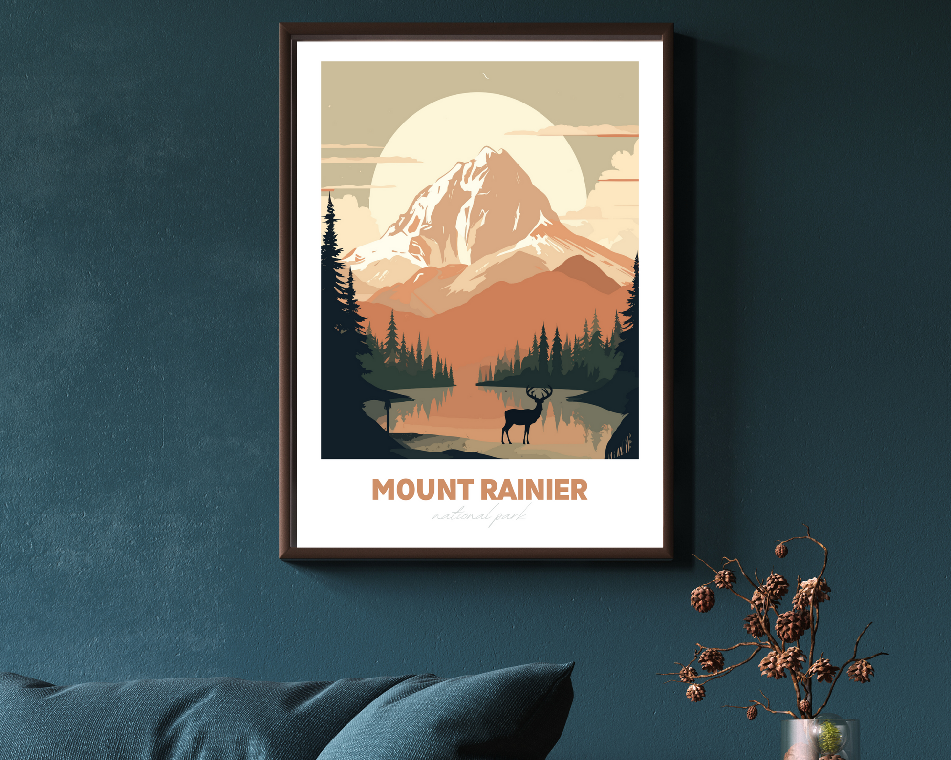 Mount Rainier National Park Travel Poster Print - Pitchers Design