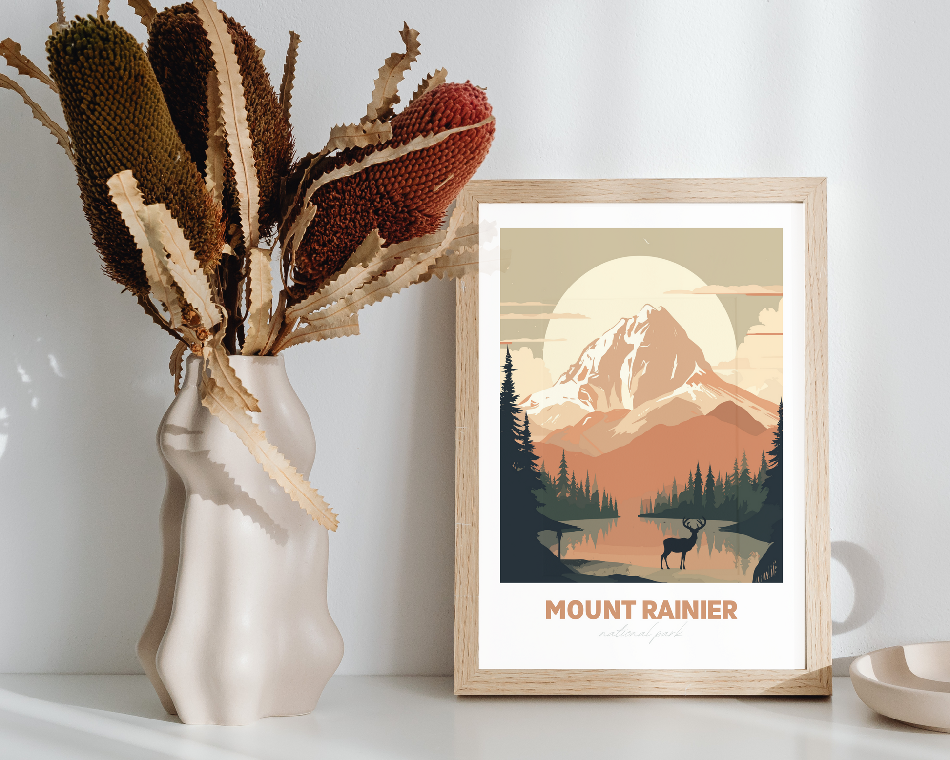 Mount Rainier National Park Travel Poster Print - Pitchers Design