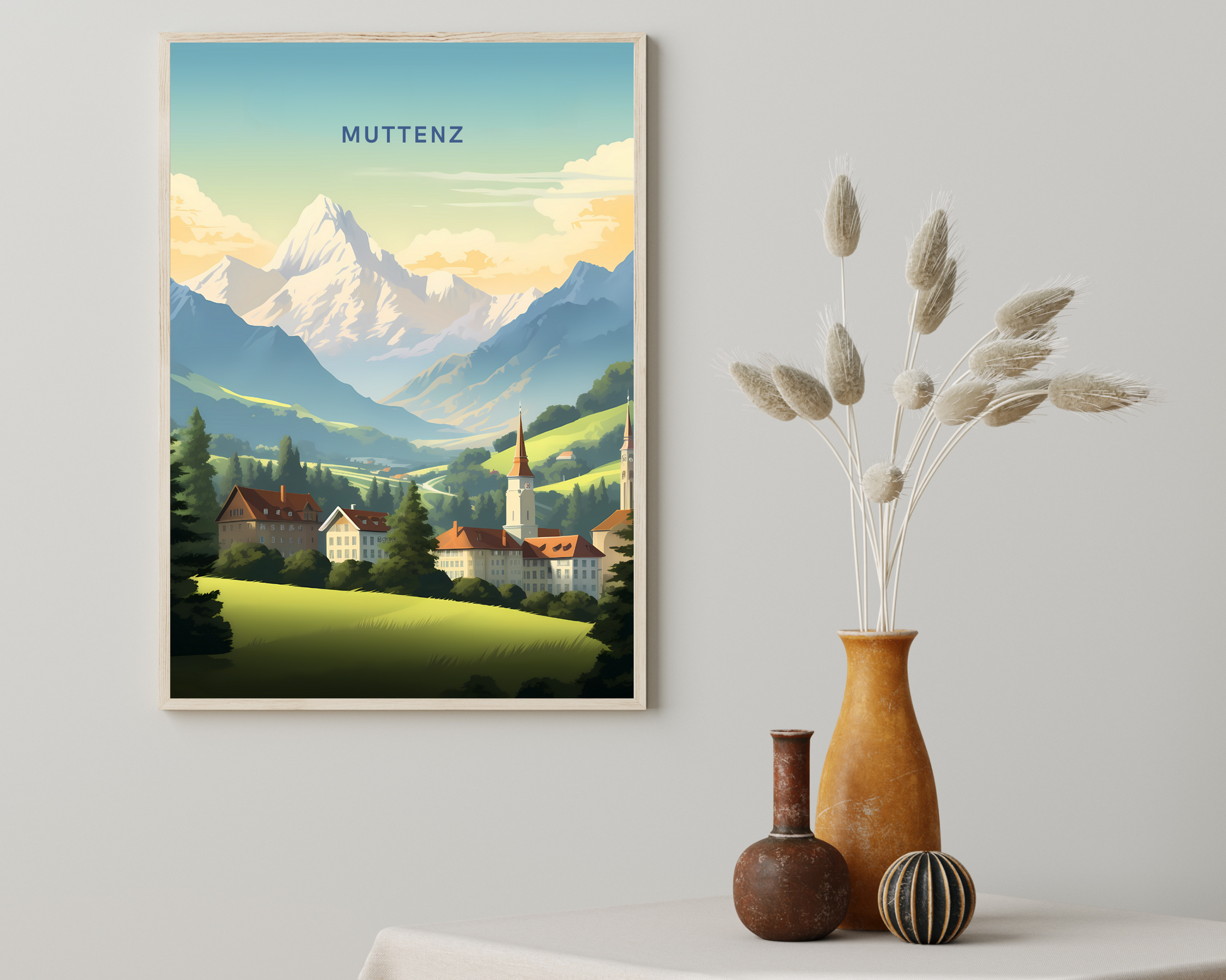 Muttenz Switzerland Travel Poster Print - Pitchers Design