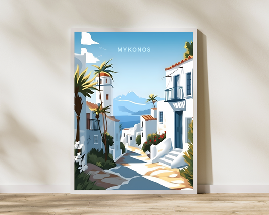 Mykonos Greece Travel Poster Print - Pitchers Design