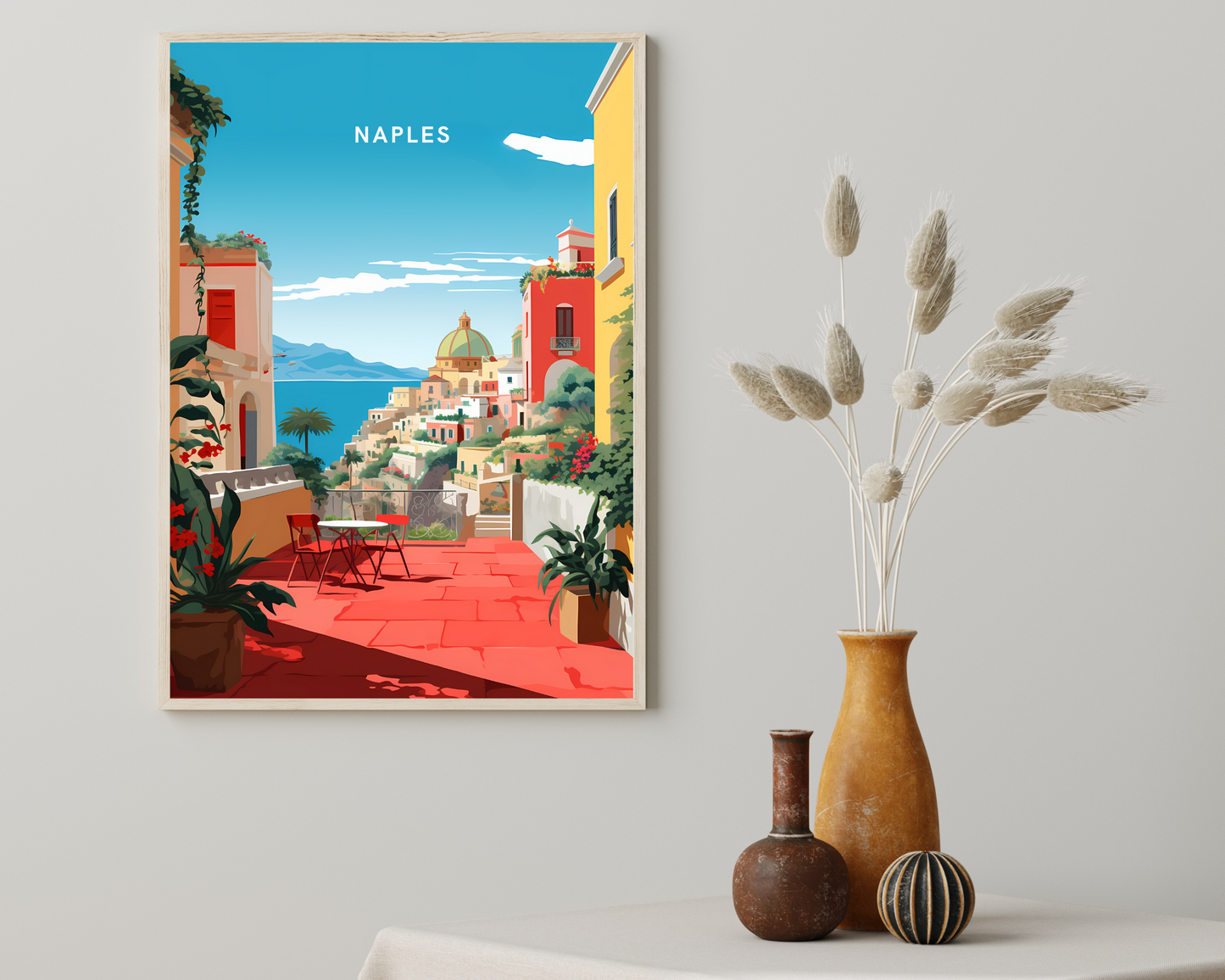 Naples Italy Travel Poster Print - Pitchers Design