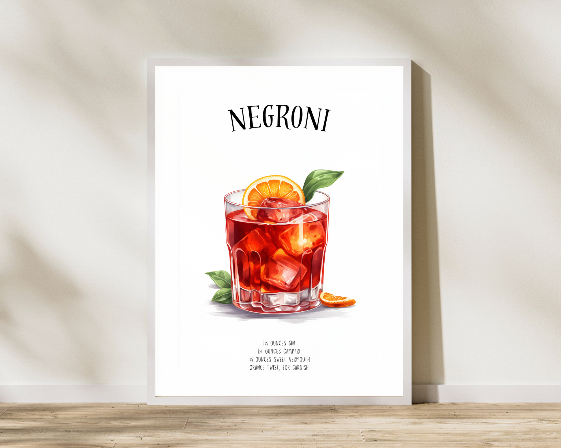 Negroni Cocktail Poster Print - Pitchers Design