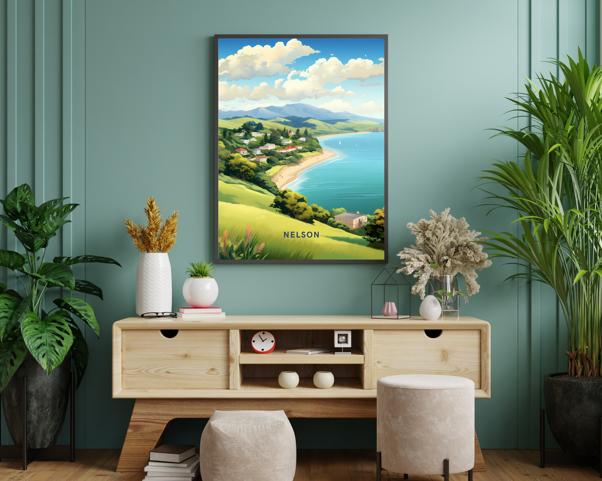 Nelson New Zealand Travel Poster Print - Pitchers Design