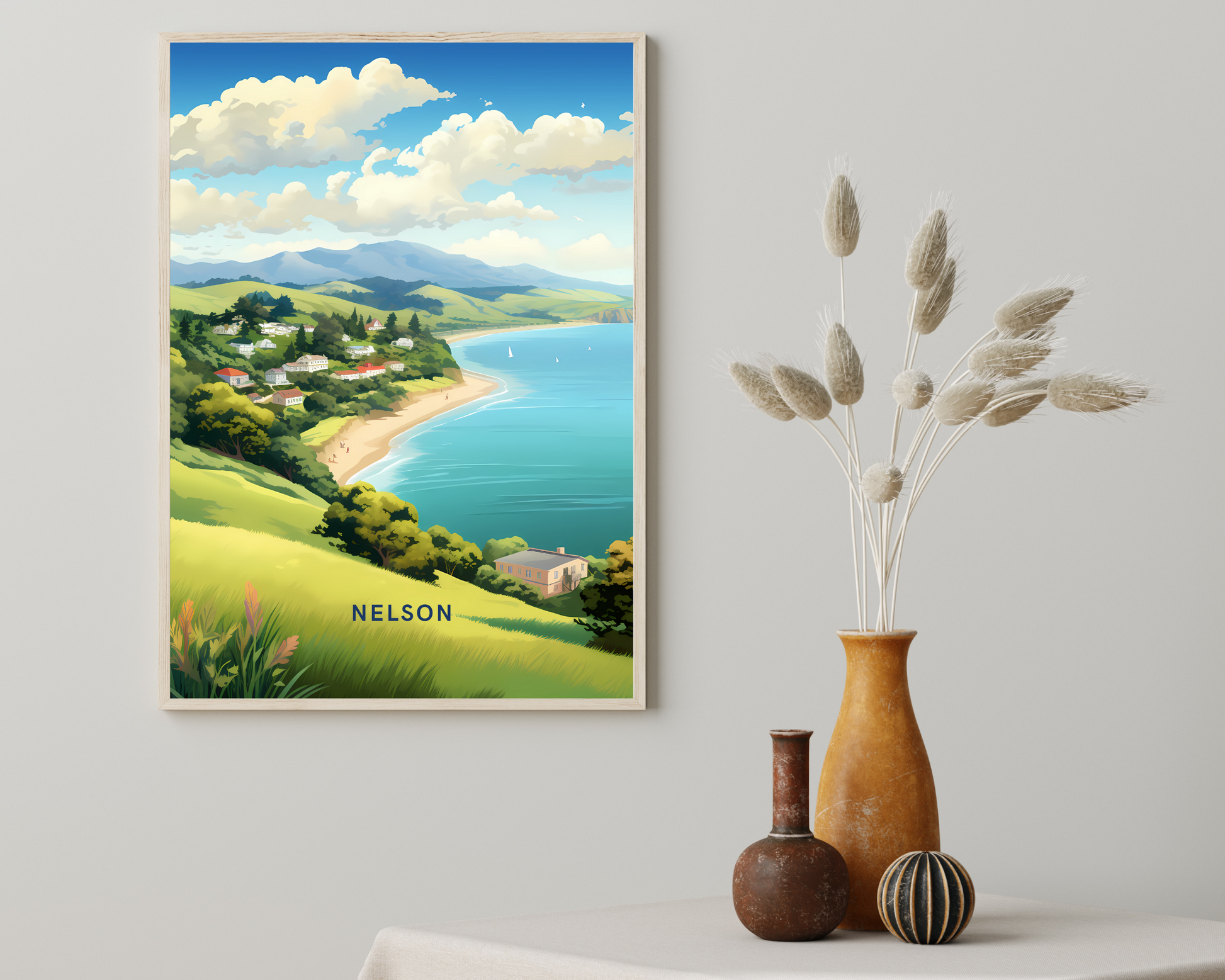 Nelson New Zealand Travel Poster Print - Pitchers Design