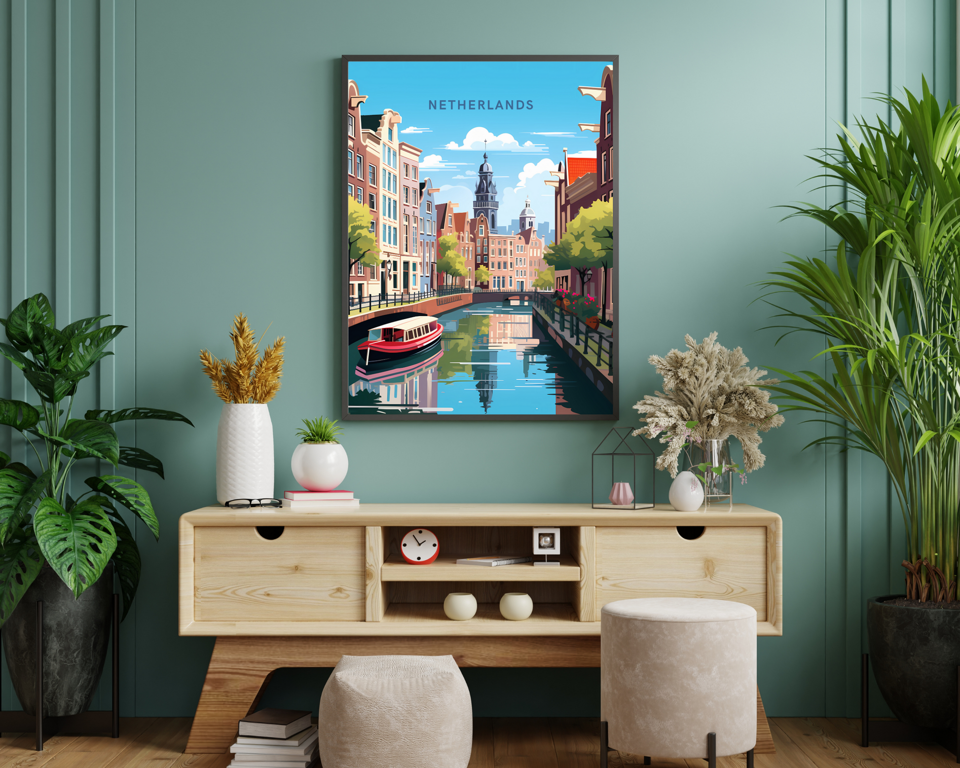 Netherlands Canal Travel Poster Print - Pitchers Design