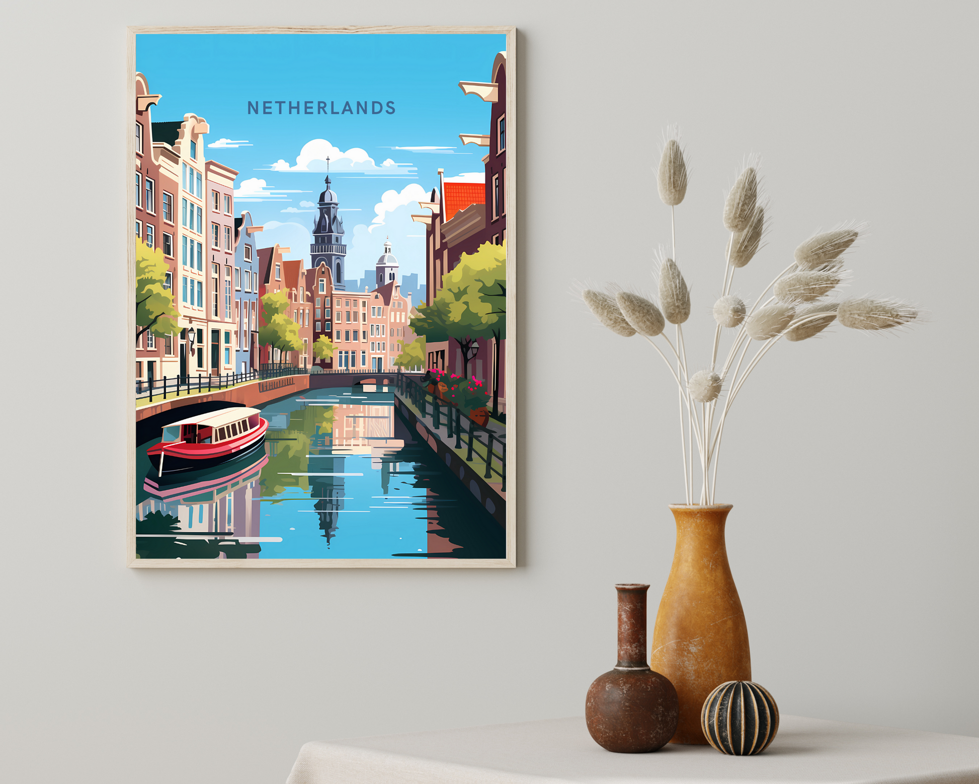 Netherlands Canal Travel Poster Print - Pitchers Design