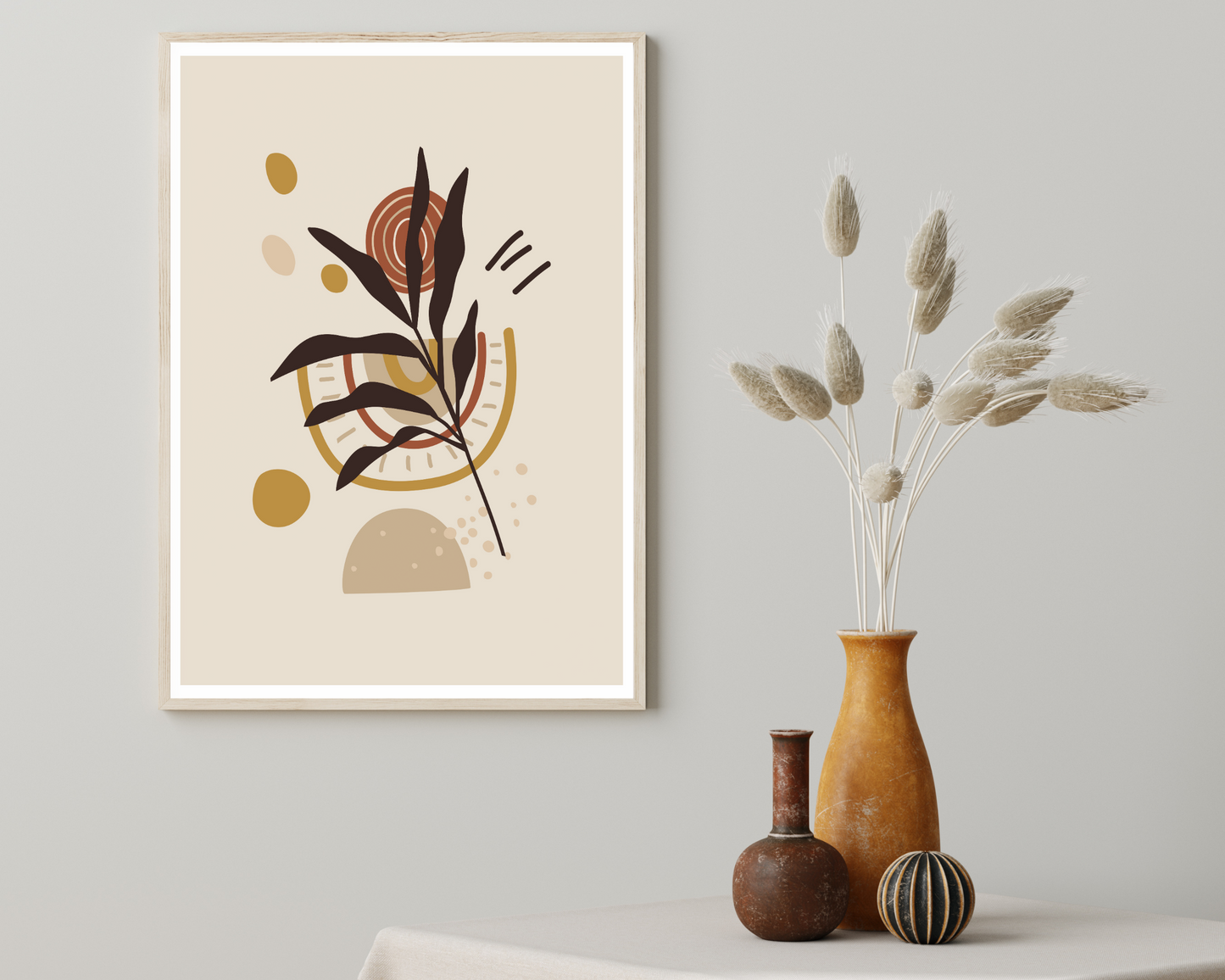 Set of 3 Neutral Boho Botanical Wall Art Prints - Pitchers Design