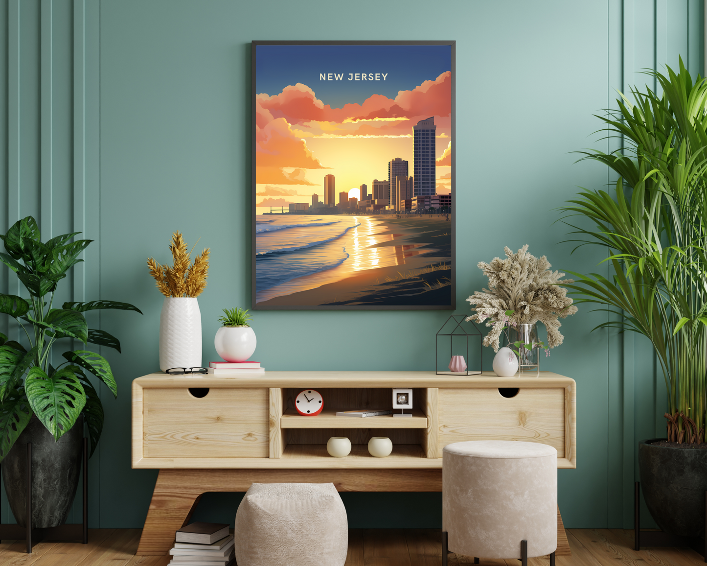 New Jersey USA Jersey Shore Travel Poster Print - Pitchers Design